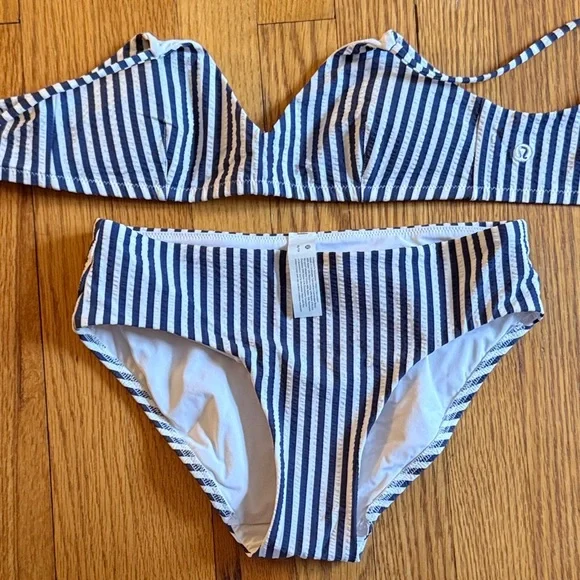 Lululemon Athletica Navy and White Striped Bikini - Picture 1 of 6